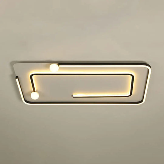 Modern Black Led Flush Mount Ceiling Light - Sleek Geometric Design Ideal For Bedroom Spaces / Warm