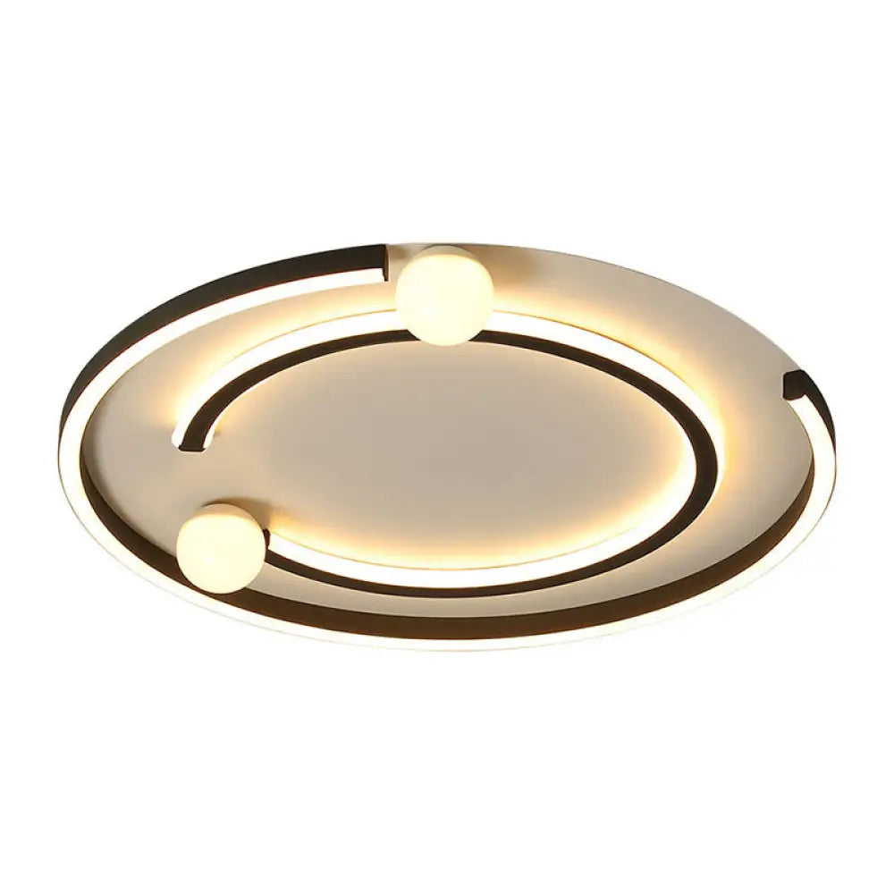 Modern Black Led Flush Mount Ceiling Light - Sleek Geometric Design Ideal For Bedroom Spaces / Warm