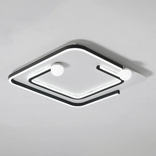 Modern Black Led Flush Mount Ceiling Light - Sleek Geometric Design Ideal For Bedroom Spaces /