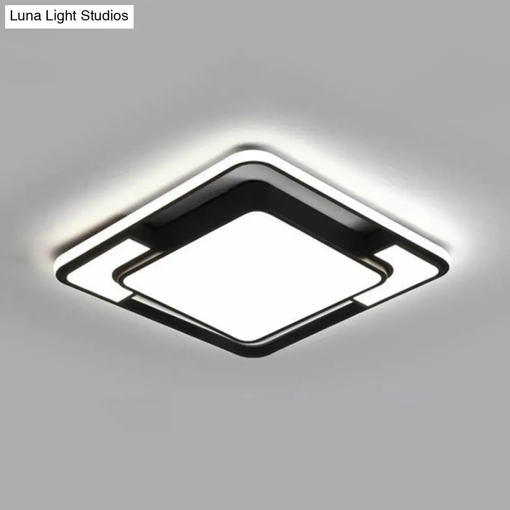 Modern Black Led Flush Mount Ceiling Light: Splicing Aluminum Design - Ideal For Living Room / 16.5