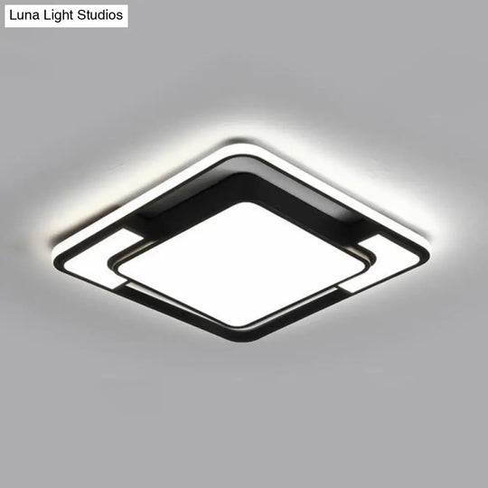 Modern Black Led Flush Mount Ceiling Light: Splicing Aluminum Design - Ideal For Living Room / 16.5