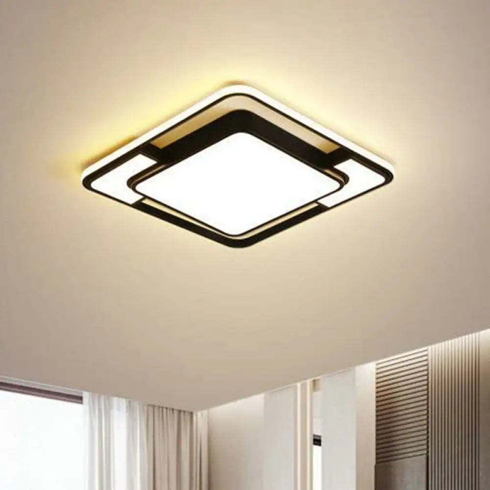 Modern Black Led Flush Mount Ceiling Light: Splicing Aluminum Design - Ideal For Living Room /