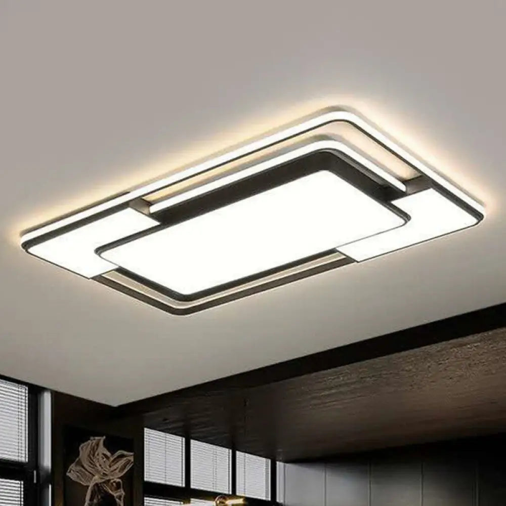 Modern Black Led Flush Mount Ceiling Light: Splicing Aluminum Design - Ideal For Living Room /