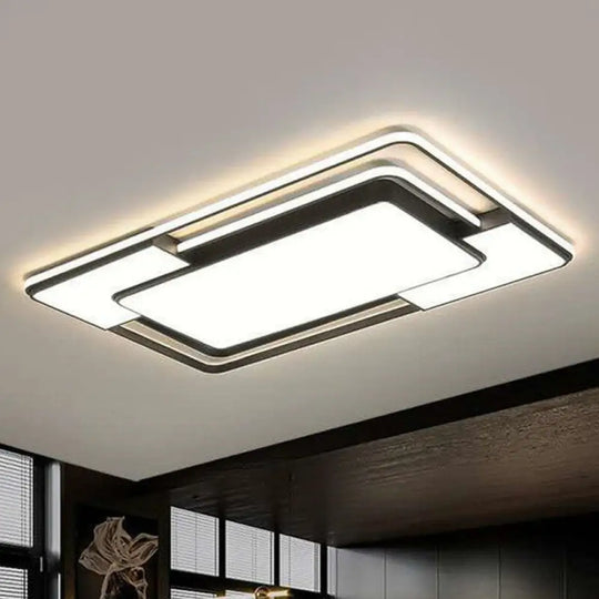 Modern Black Led Flush Mount Ceiling Light: Splicing Aluminum Design - Ideal For Living Room /