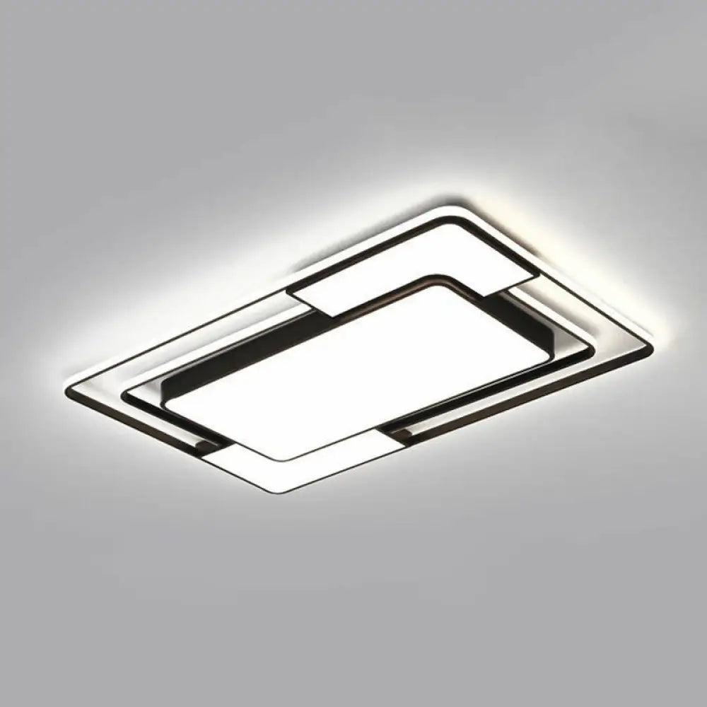 Modern Black Led Flush Mount Ceiling Light: Splicing Aluminum Design - Ideal For Living Room /