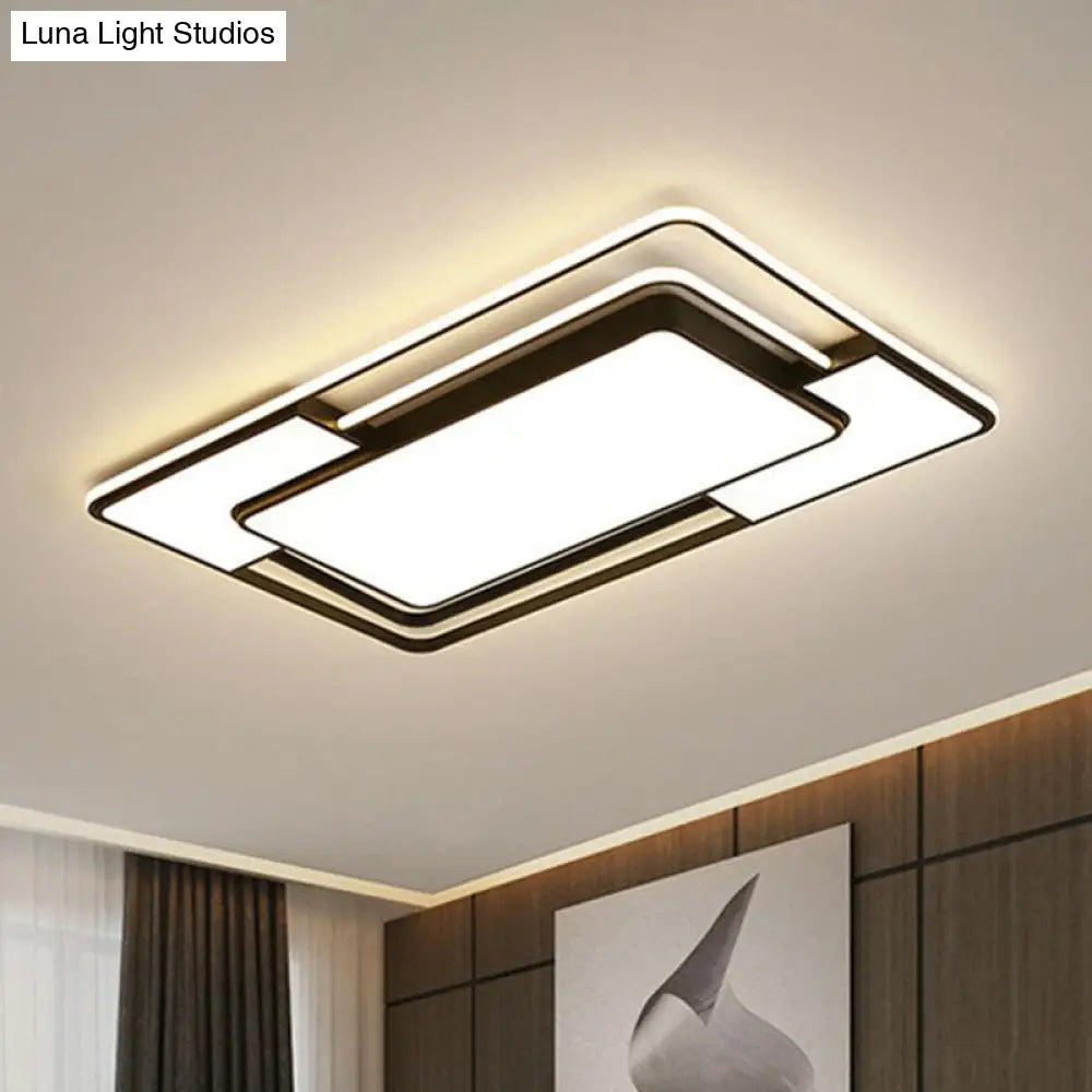 Modern Black Led Flush Mount Ceiling Light: Splicing Aluminum Design - Ideal For Living Room