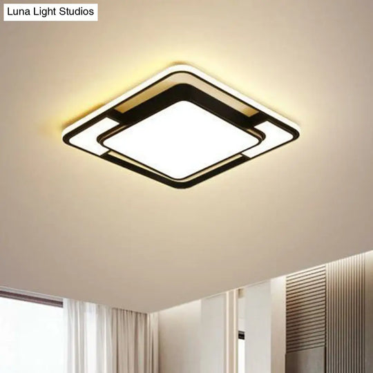 Modern Black Led Flush Mount Ceiling Light: Splicing Aluminum Design - Ideal For Living Room / 16.5