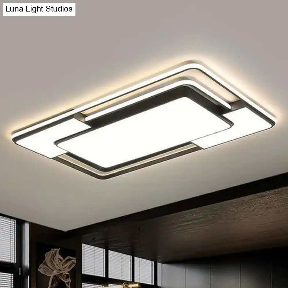 Modern Black Led Flush Mount Ceiling Light: Splicing Aluminum Design - Ideal For Living Room / 23.5