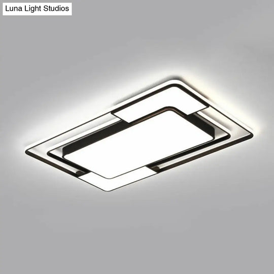 Modern Black Led Flush Mount Ceiling Light: Splicing Aluminum Design - Ideal For Living Room / 23.5