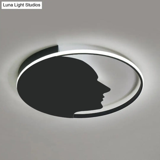 Modern Black Led Flush Mount Lamp For Adult Bedroom - Creative Acrylic Ceiling Light