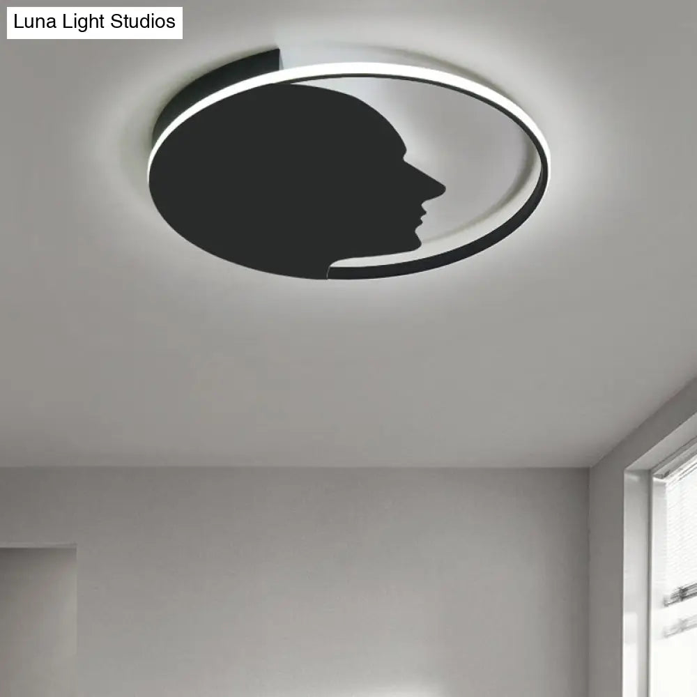 Modern Black Led Flush Mount Lamp For Adult Bedroom - Creative Acrylic Ceiling Light / 18 Warm