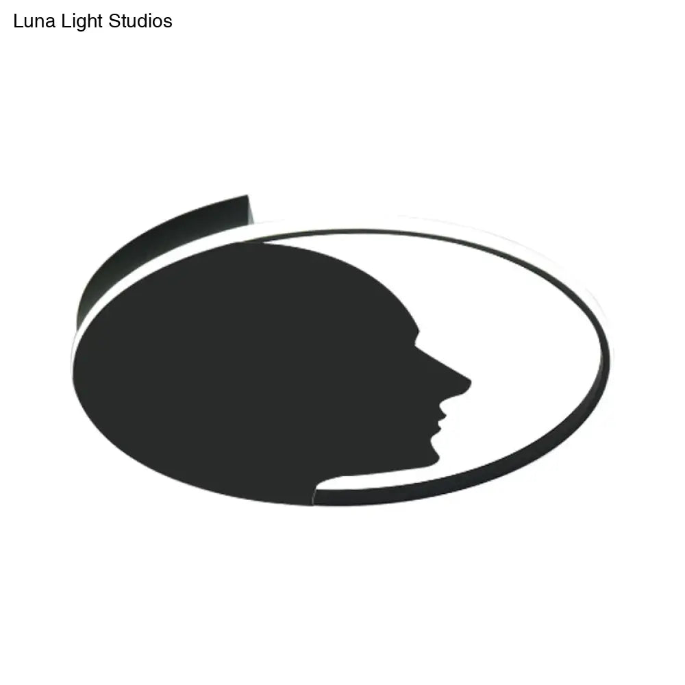 Modern Black Led Flush Mount Lamp For Adult Bedroom - Creative Acrylic Ceiling Light