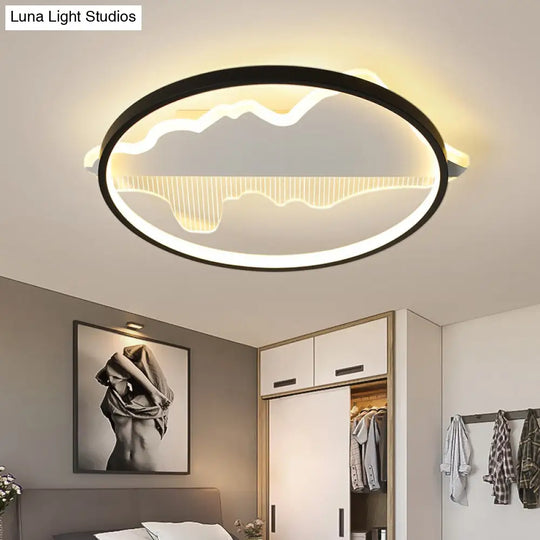 Modern Black Led Flushmount Ceiling Light For Minimalist Bedroom Décor