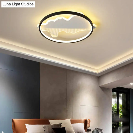 Modern Black Led Flushmount Ceiling Light For Minimalist Bedroom Décor