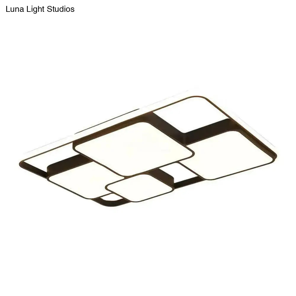 Modern Black Led Flushmount Ceiling Light: Splicing Square Aluminum Design