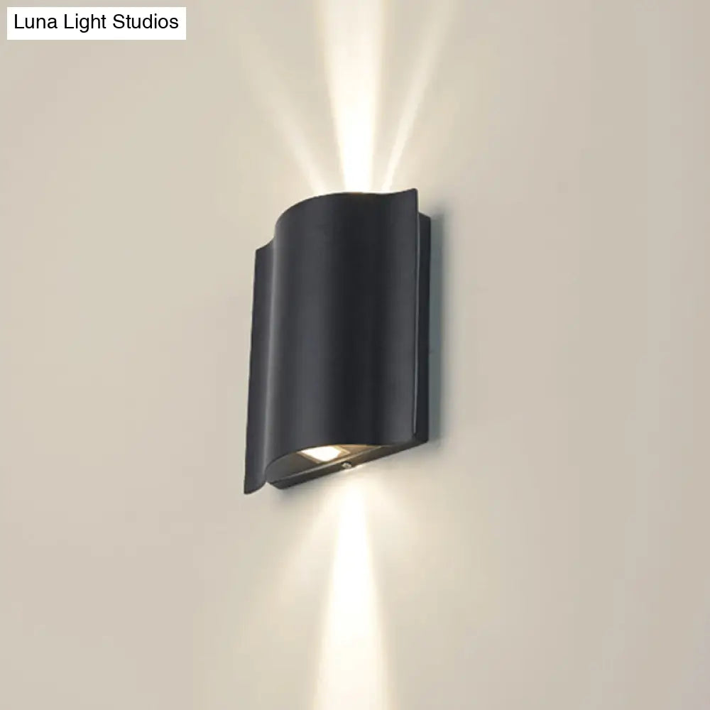 Modern Black Led Patio Sconce Lamp - 2/4/6-Light Flush Mount Wall Light With Wavy Metal Shade