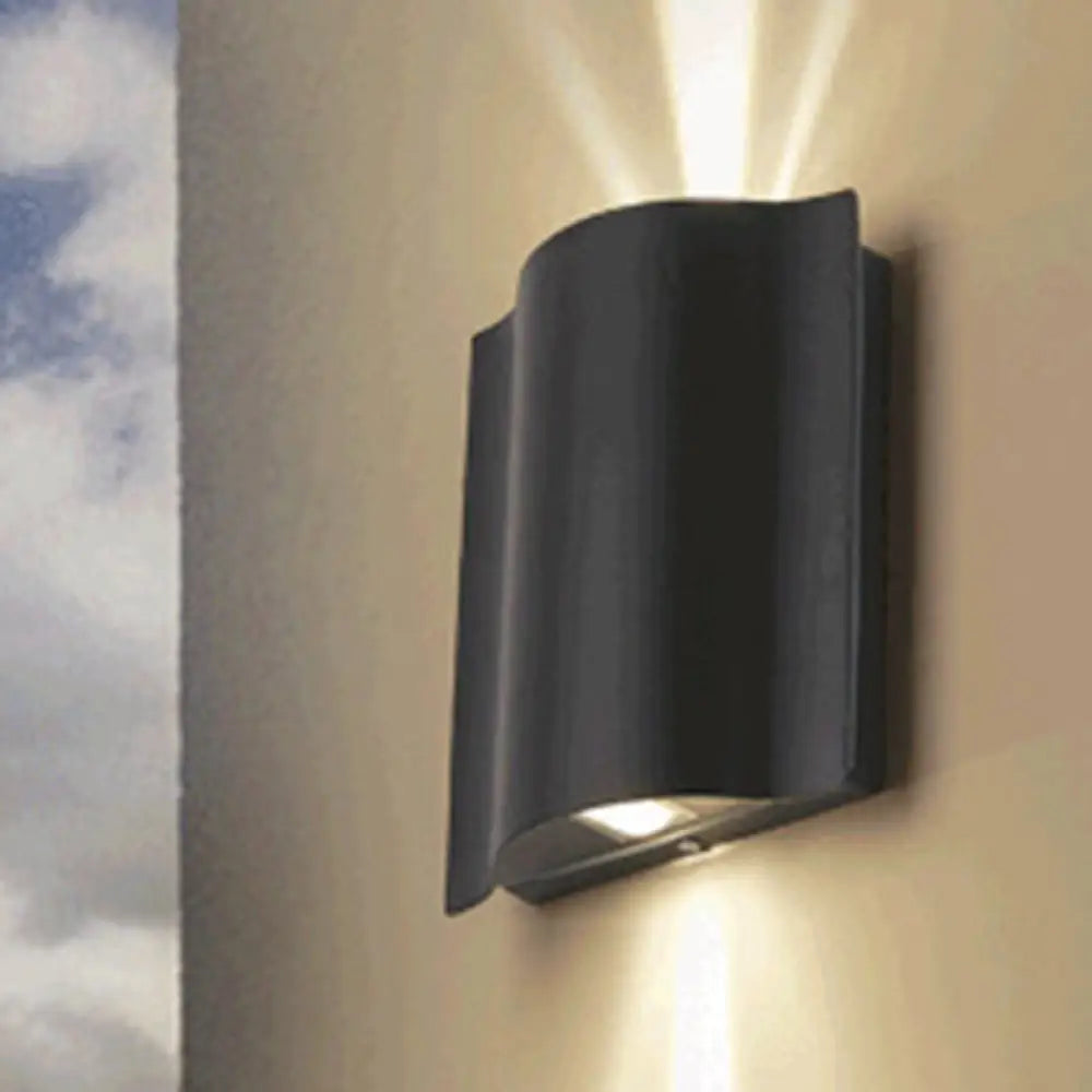 Modern Black Led Patio Sconce Lamp - 2/4/6-Light Flush Mount Wall Light With Wavy Metal Shade