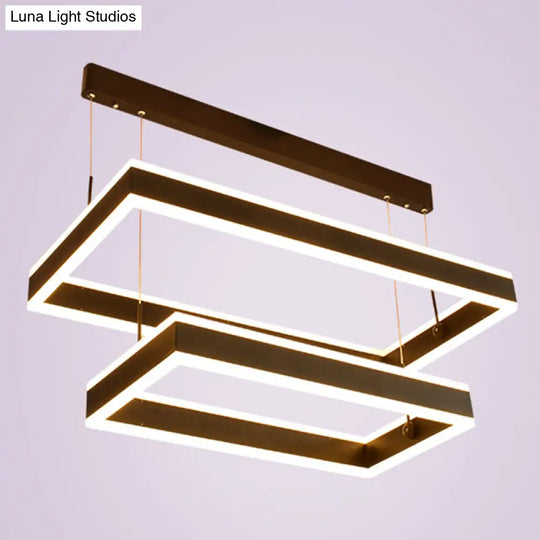 Minimalist Tiered Rectangle Led Chandelier In Black For Living Rooms 2 /