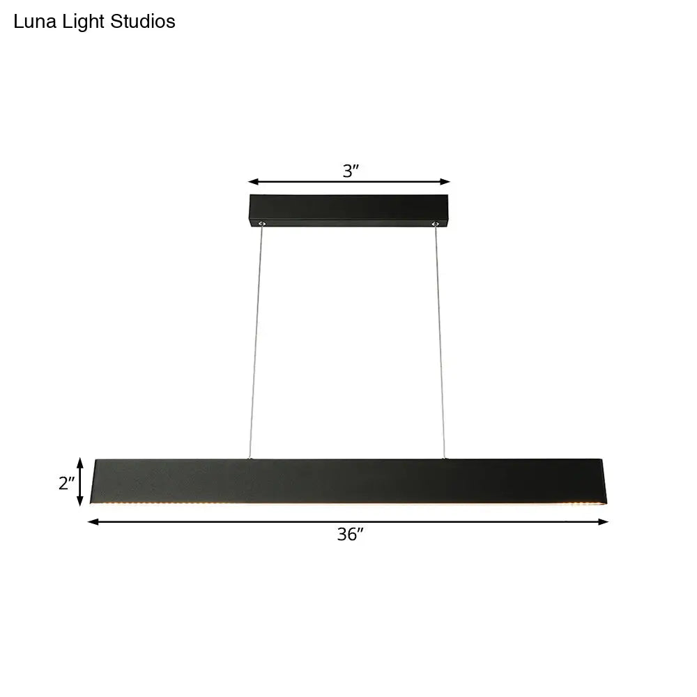 Modern Black Led Pendant Light 36/47 Wide Blade Hanging Ceiling Fixture For Dining Room In