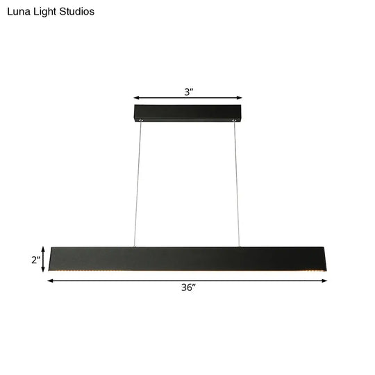 Modern Black Led Pendant Light 36/47 Wide Blade Hanging Ceiling Fixture For Dining Room In