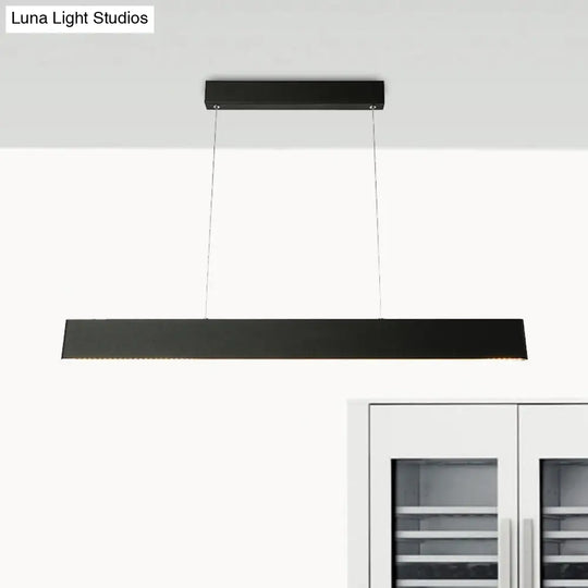 Modern Black Led Pendant Light Fixture For Dining Room - 36’/47’ Wide Blade Hanging Ceiling In