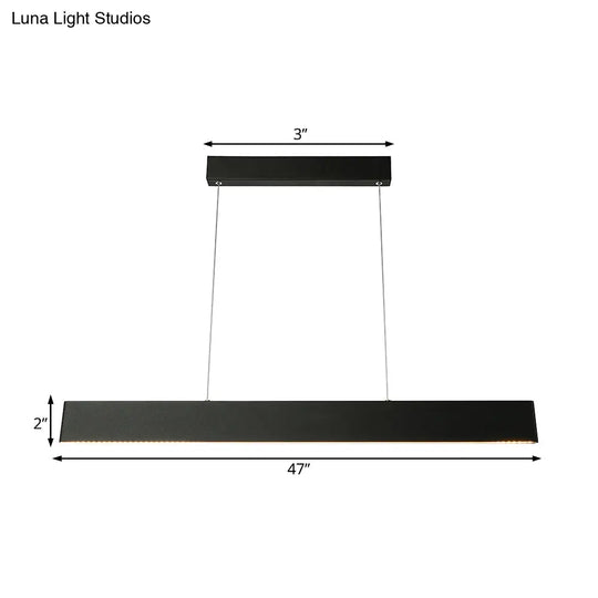 Modern Black Led Pendant Light Fixture For Dining Room - 36’/47’ Wide Blade Hanging Ceiling In