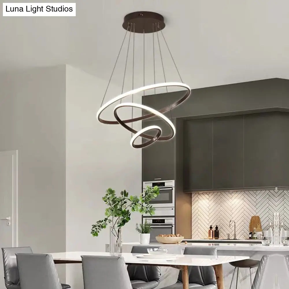 Modern Black Led Pendant Light With Circle Metal Shade - Stylish Parlour Suspension Fixture