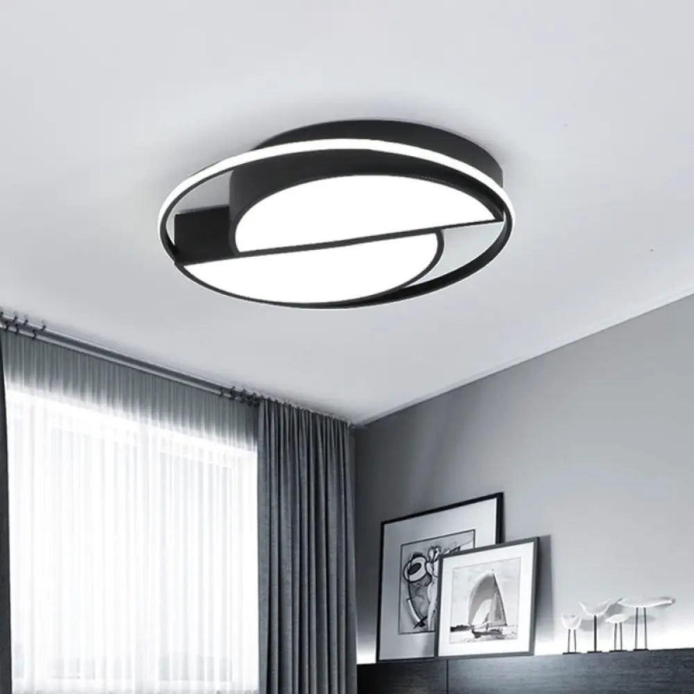 Modern Black Led Semicircle Acrylic Ceiling Light With Glowing Ring