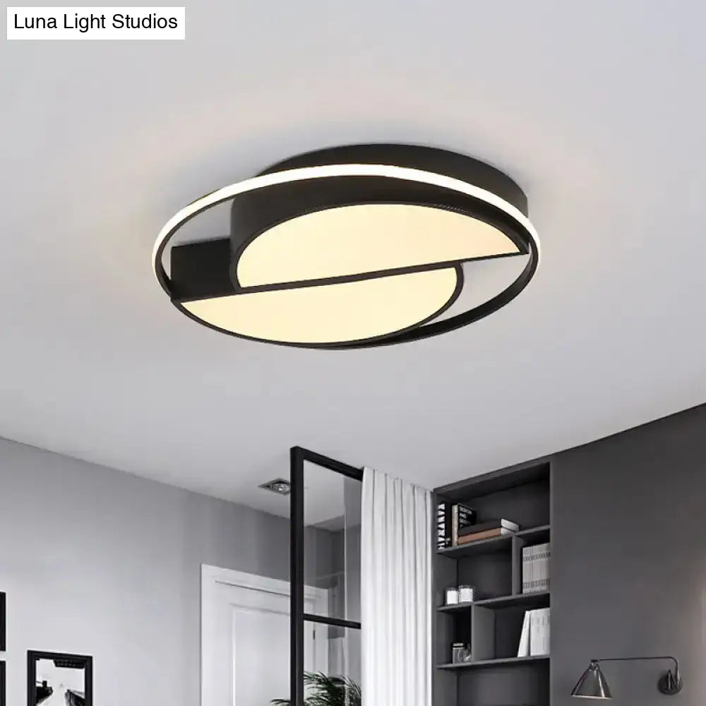 Modern Black Led Semicircle Acrylic Ceiling Light With Glowing Ring