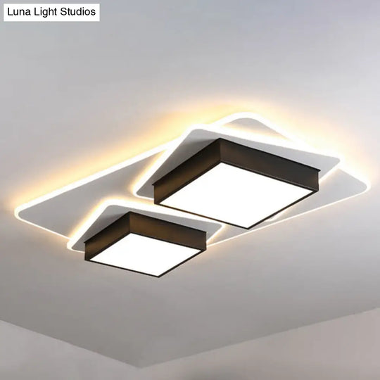 Modern Black Led Square Acrylic Flush Mount Ceiling Lighting Warm/White Light / White