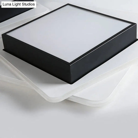 Modern Black Led Square Acrylic Flush Mount Ceiling Lighting Warm/White Light