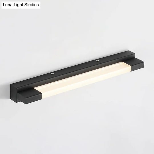 Modern Black Led Vanity Mirror Light Wall Mounted Lamp - Simple Straight Design With Warm/White