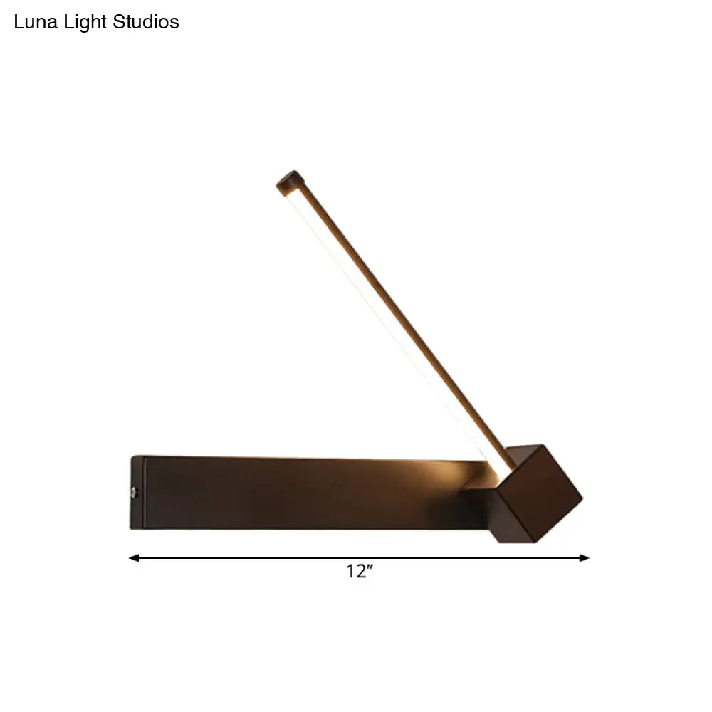 Modern Black Led Wall Light: Slim Rod Aluminum Sconce Lamp In Warm/White Light