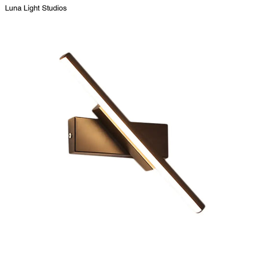 Modern Black Led Wall Light: Slim Rod Aluminum Sconce Lamp In Warm/White Light