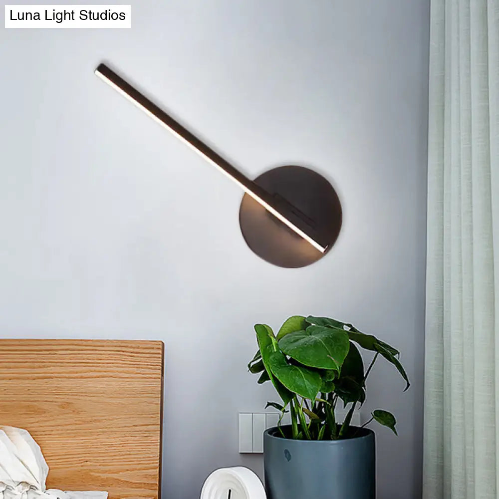 Modern Black Led Wall Light: Slim Rod Aluminum Sconce Lamp In Warm/White Light