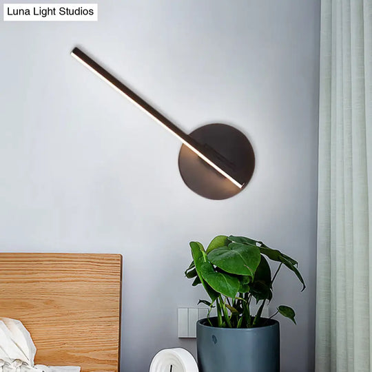 Modern Black Led Wall Light: Slim Rod Aluminum Sconce Lamp In Warm/White Light