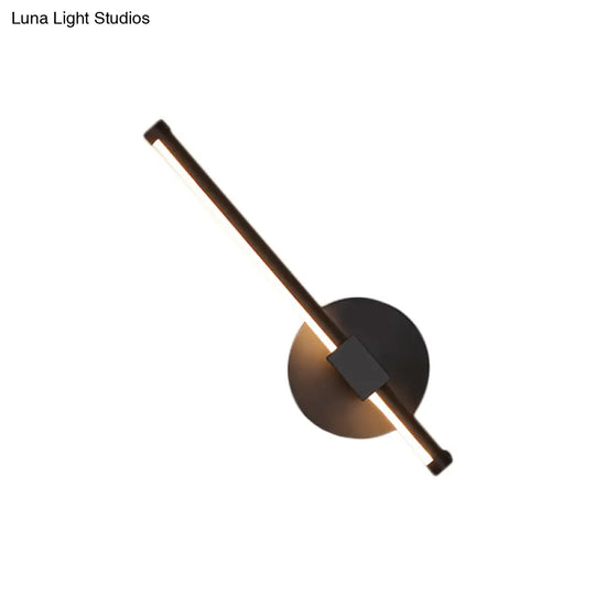 Modern Black Led Wall Light: Slim Rod Aluminum Sconce Lamp In Warm/White Light