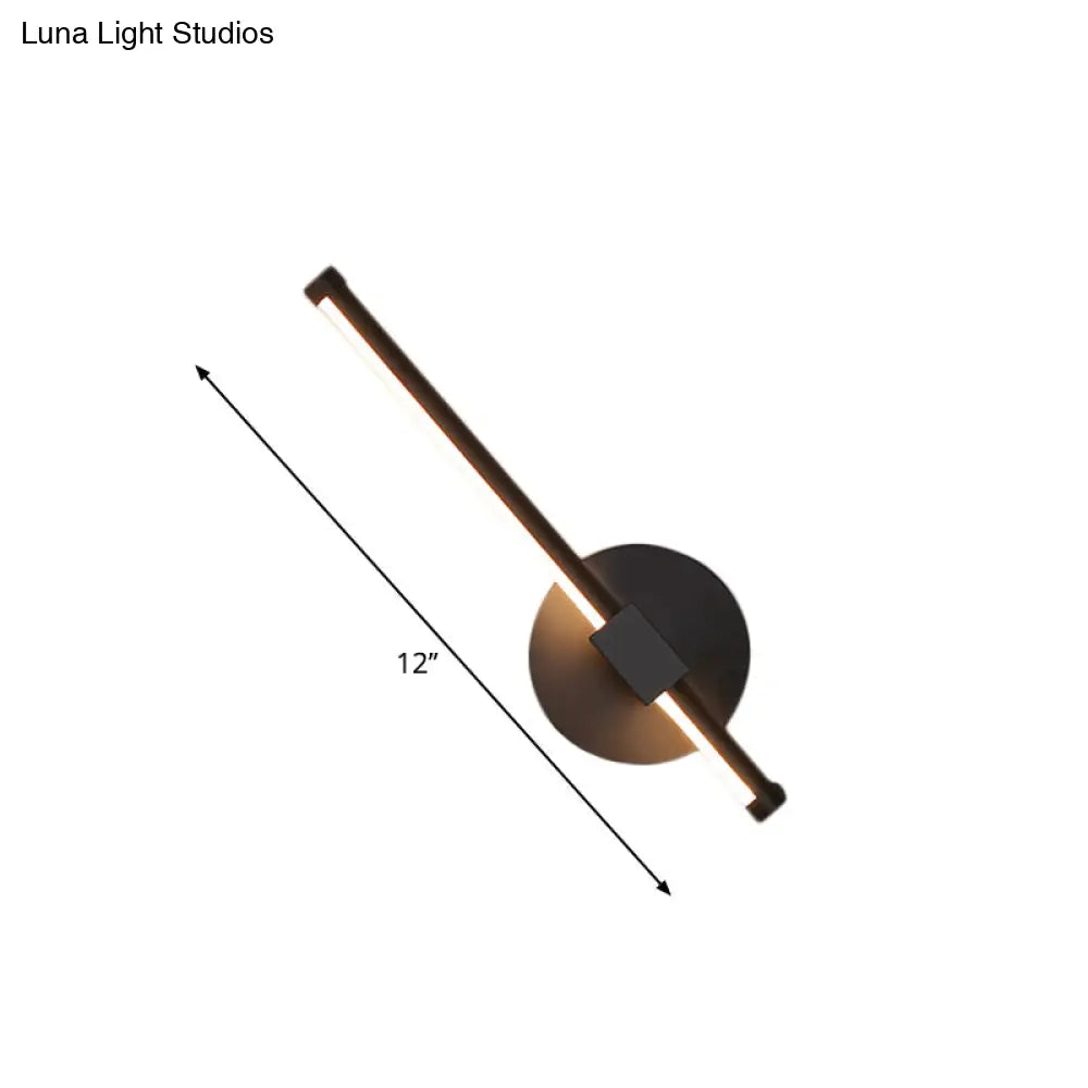 Modern Black Led Wall Light: Slim Rod Aluminum Sconce Lamp In Warm/White Light