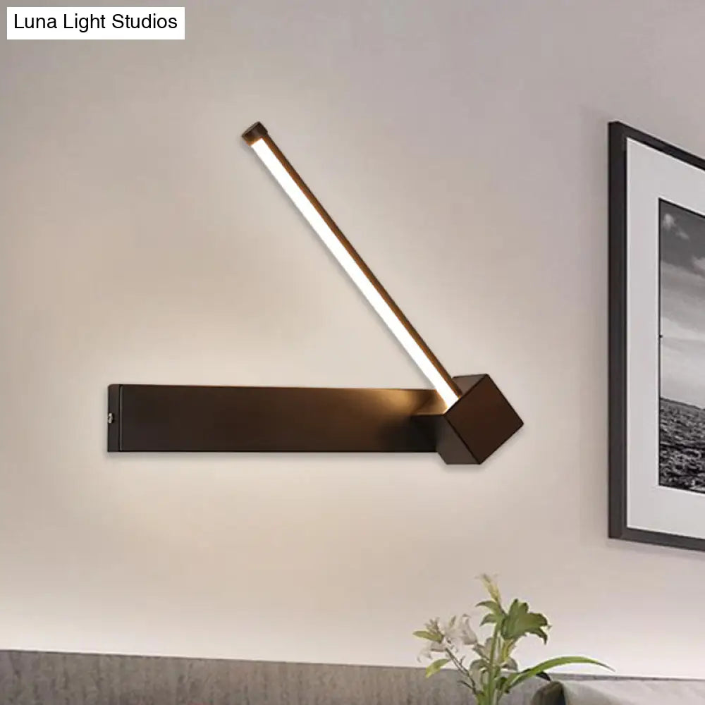 Modern Black Led Wall Light: Slim Rod Aluminum Sconce Lamp In Warm/White Light