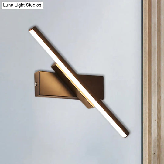 Modern Black Led Wall Light: Slim Rod Aluminum Sconce Lamp In Warm/White Light