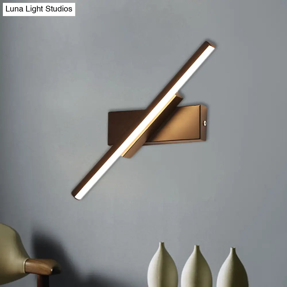 Modern Black Led Wall Light: Slim Rod Aluminum Sconce Lamp In Warm/White Light