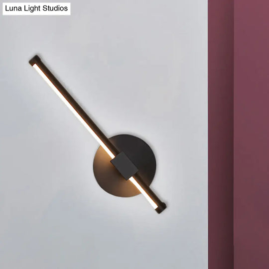 Modern Black Led Wall Light: Slim Rod Aluminum Sconce Lamp In Warm/White Light