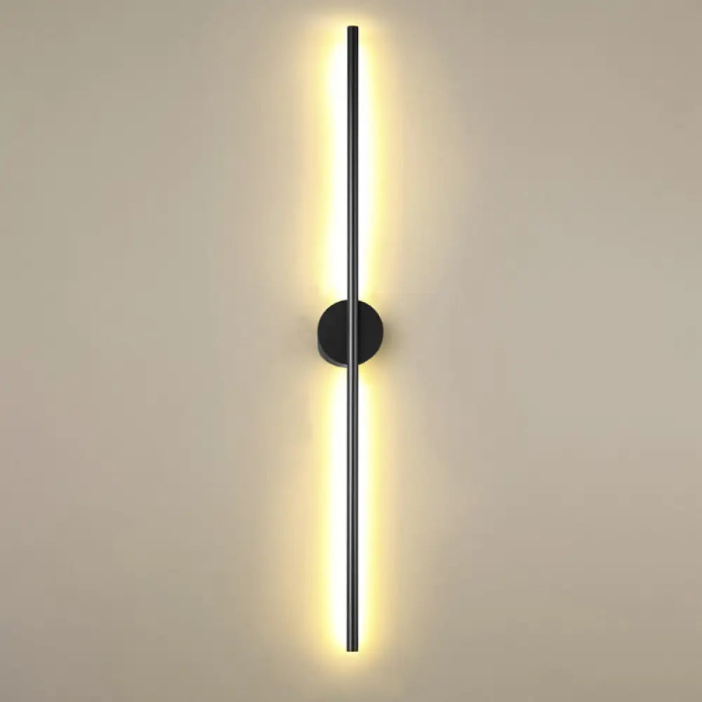 Modern Black Led Wall Sconce For Living Room - Stylish Metallic Fixture / Round Canopy 23.5