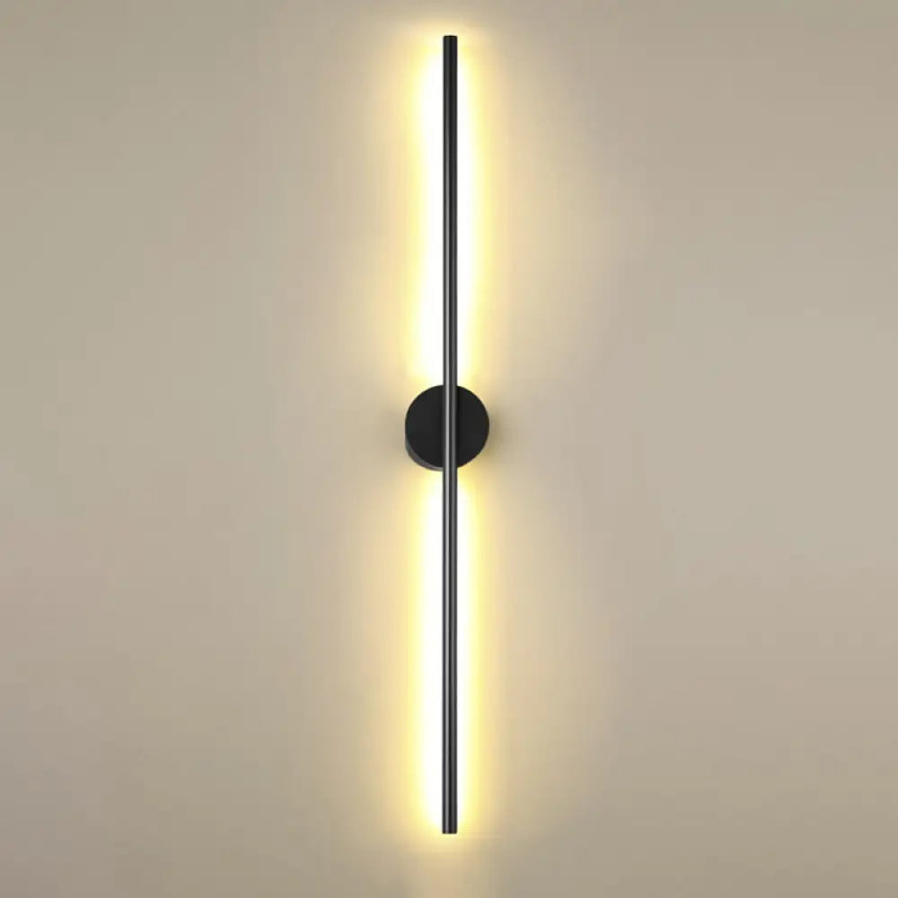 Modern Black Led Wall Sconce For Living Room - Stylish Metallic Fixture / Round Canopy 57