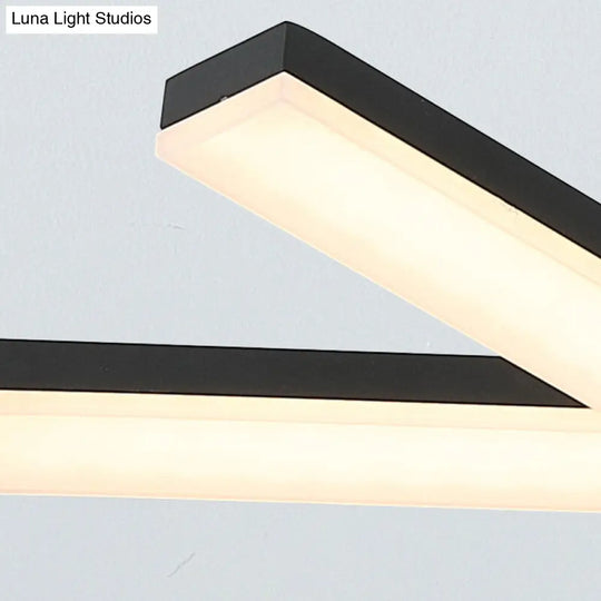 Modern Black Linear Ceiling Mount Led Flush Light Fixture - 27 Wide Natural Light/Remote Control