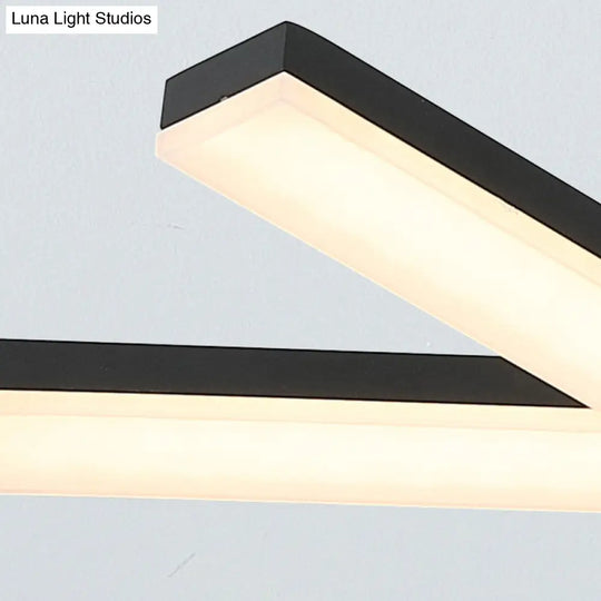 Modern Black Linear Ceiling Mount Led Flush Light Fixture - 27’ Wide Natural Light/Remote Control