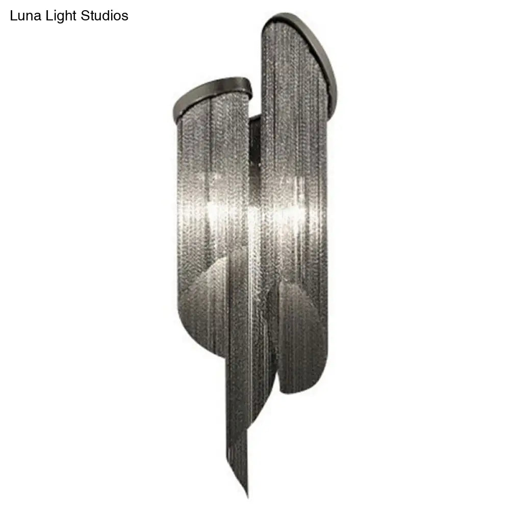 Modern Black Living Room Wall Light With Tassel Aluminum Shade - 2 Heads