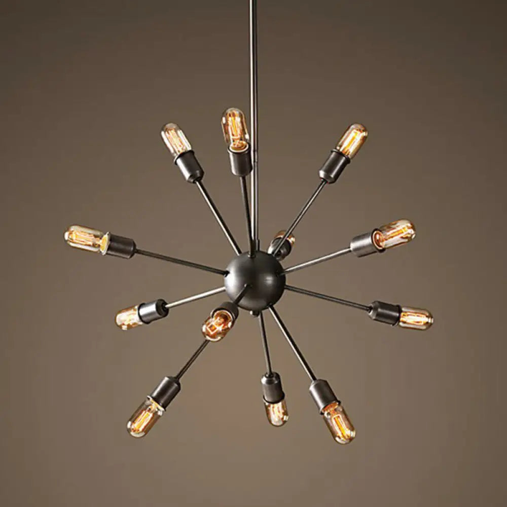 Modern Black Metal Burst Pendant Ceiling Light With Loft Style Design For Living Room 12 /