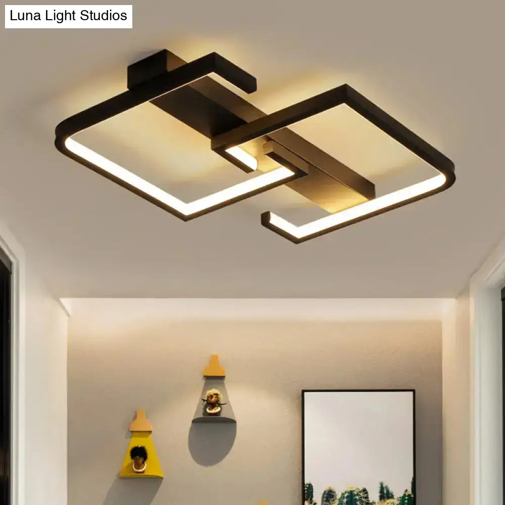 Modern Black Metal C Letter Led Ceiling Light With Warm/White Semi Flush Mount