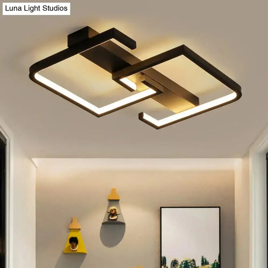 Modern Black Metal C Letter Led Ceiling Light With Warm/White Semi Flush Mount